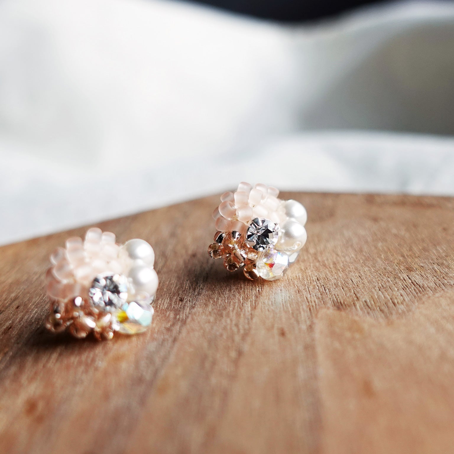 Polaris Stud Earrings in Pink Display Right