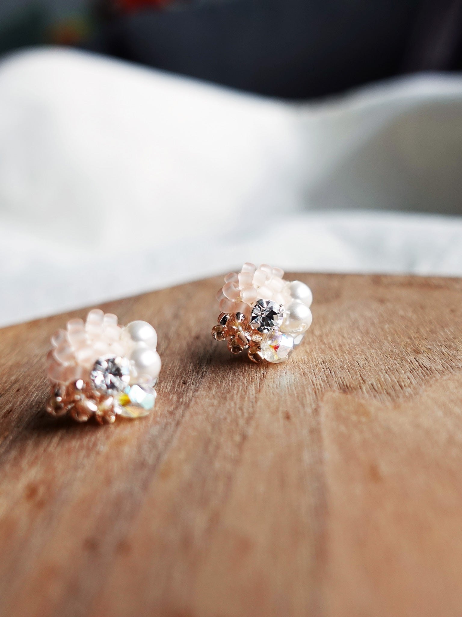 Polaris Stud Earrings in Pink Display Right