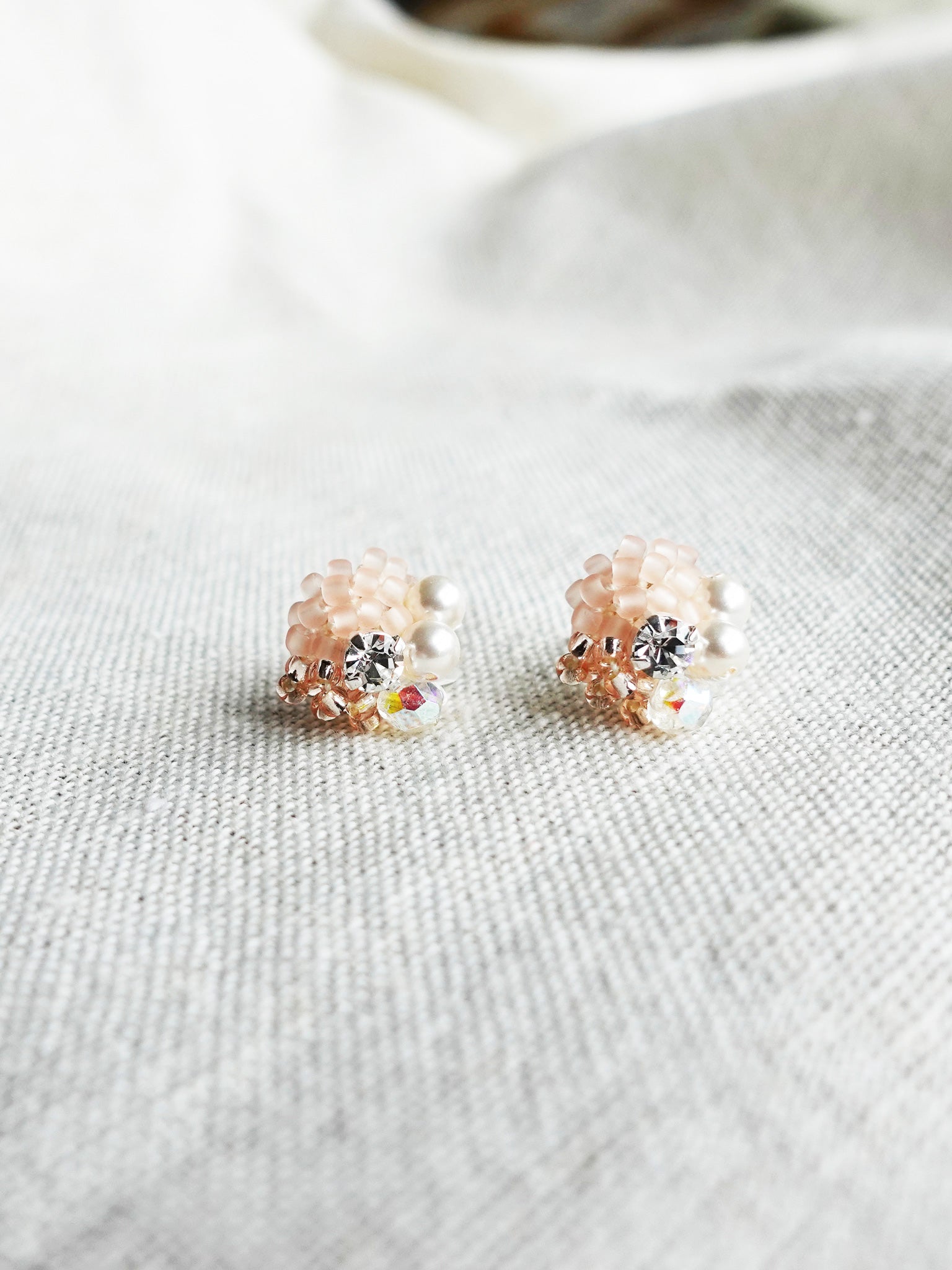 Polaris Stud Earrings in Pink Front