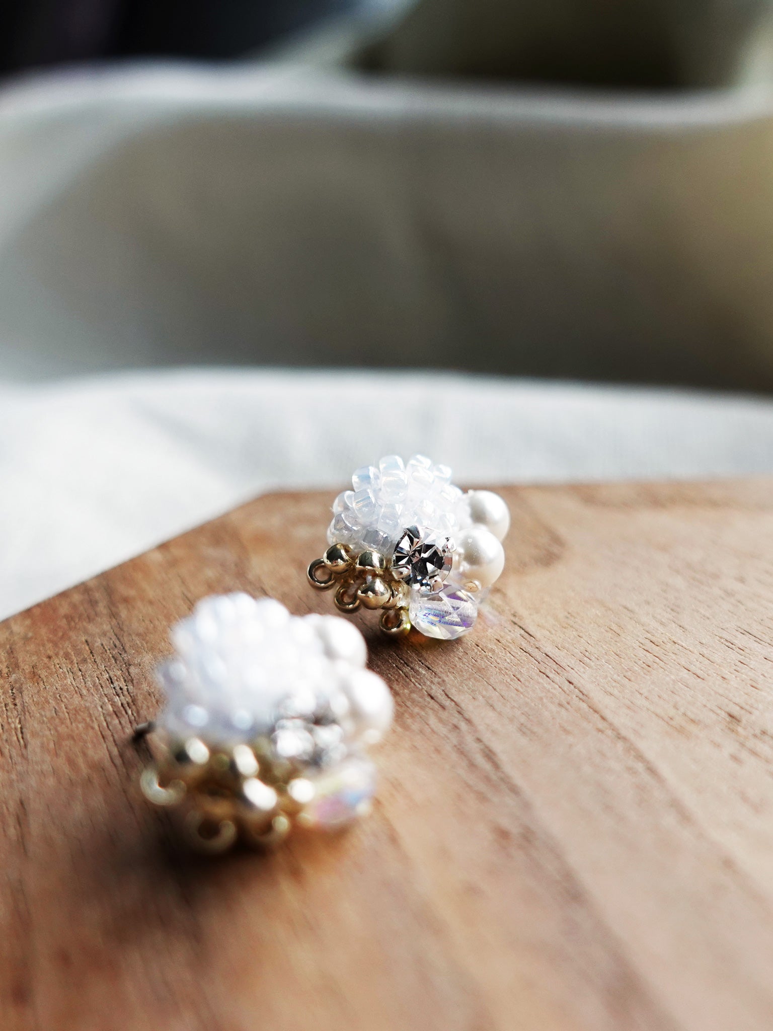 Polaris Stud Earrings in White Right 1