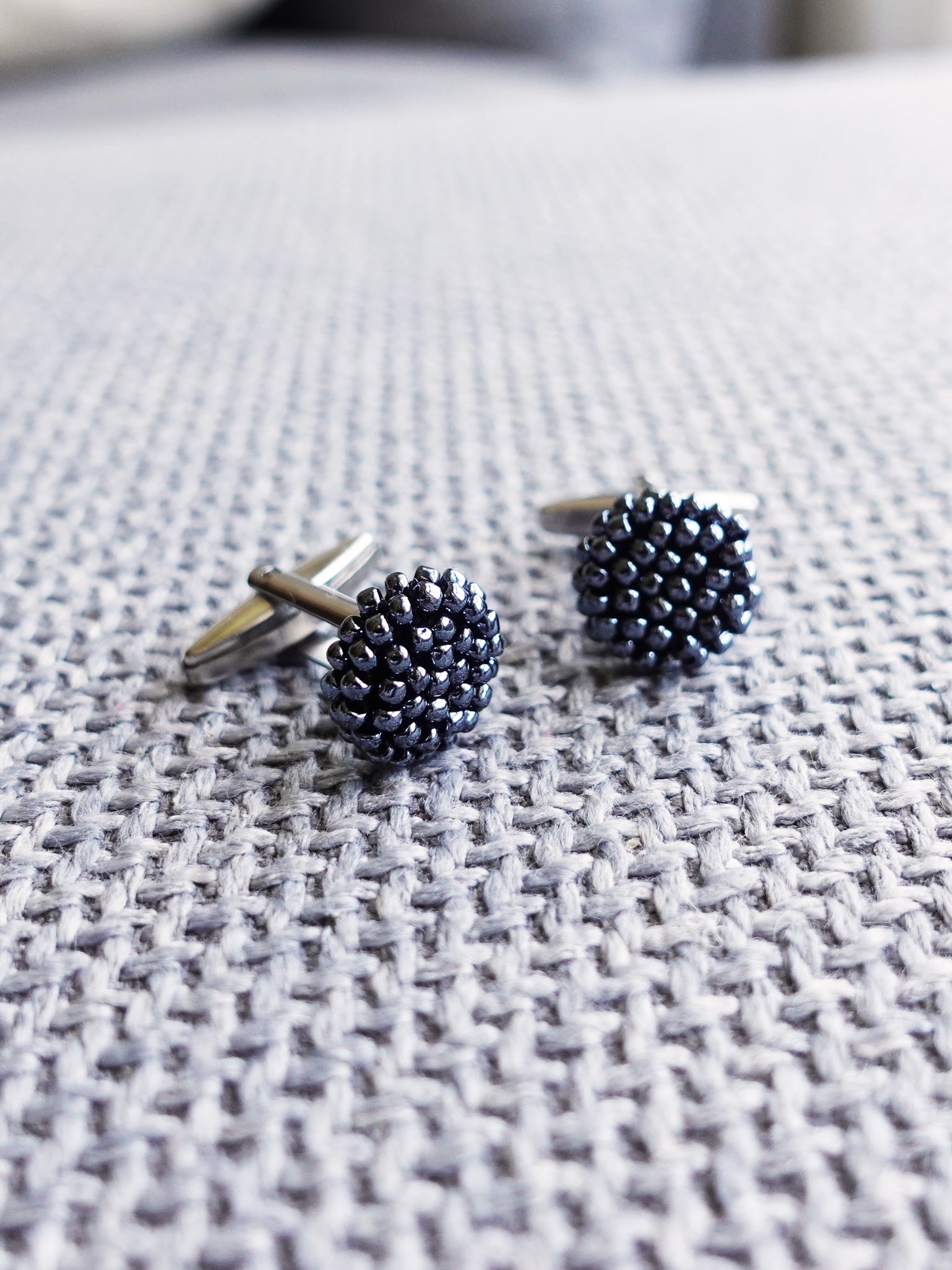 Prelude Delica Cufflink in Hematite Black Left