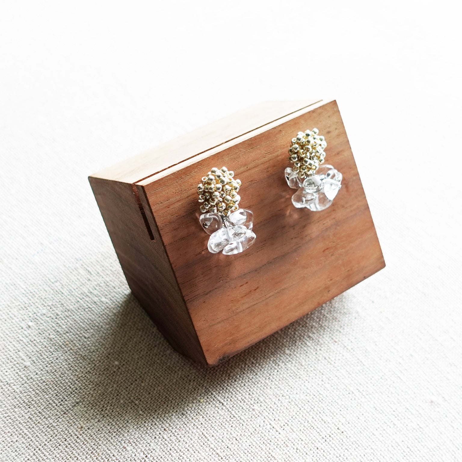 Sereia Quartz Earrings in Gold Display Left