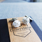 Star Dust Delica Cufflink in White Above Box