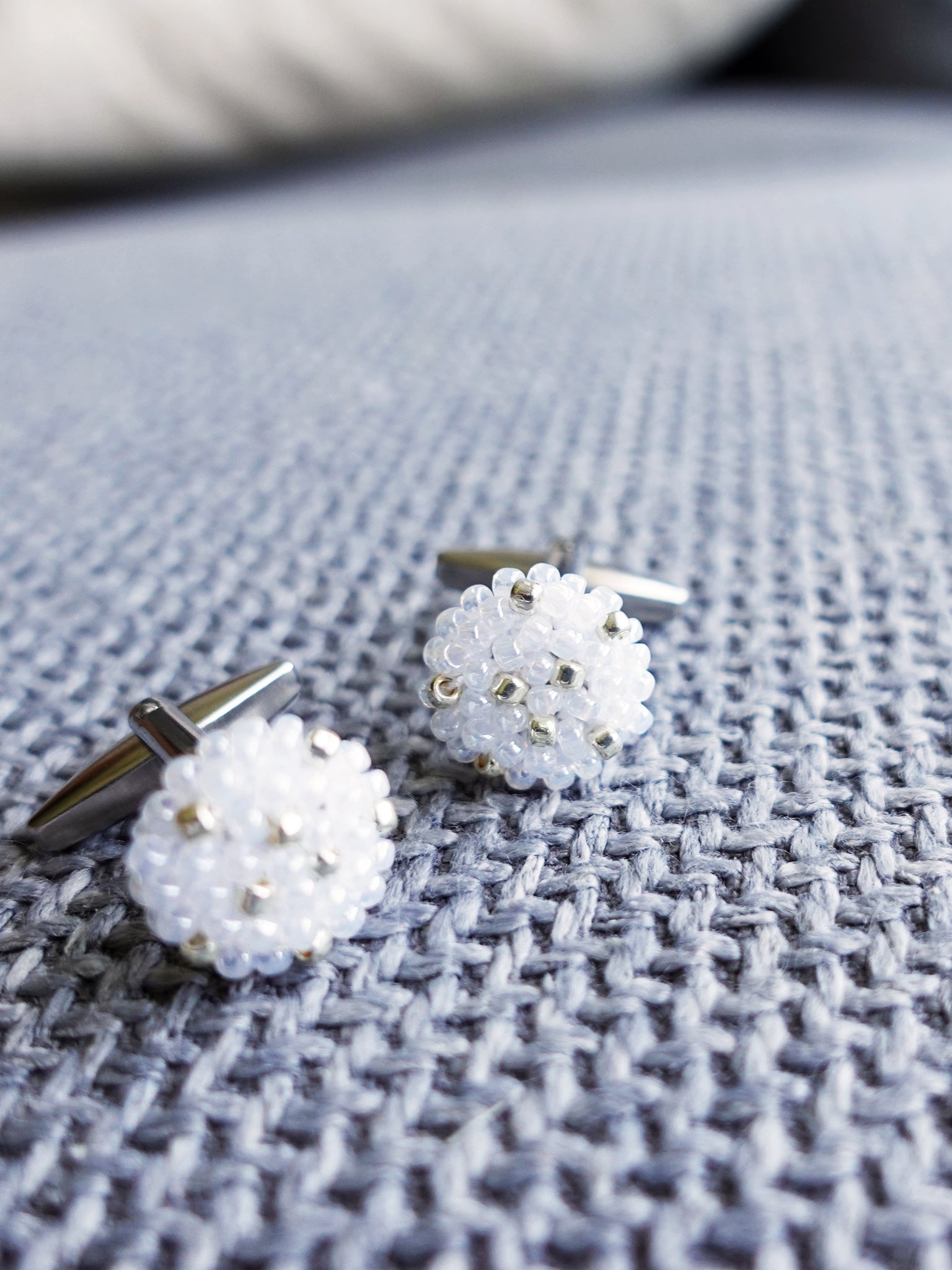 Star Dust Delica Cufflink in White Front