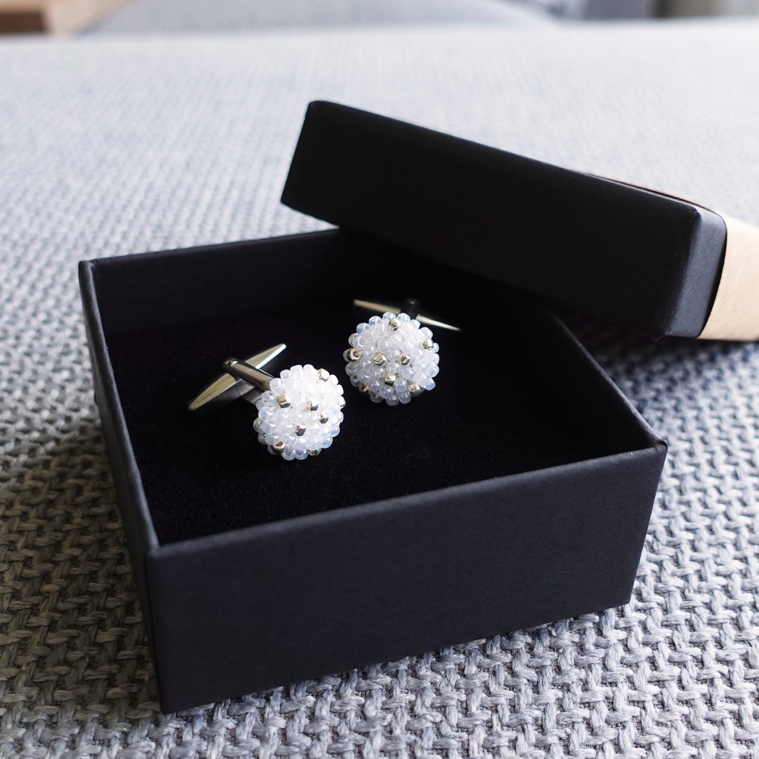 Star Dust Delica Cufflink in White in Box