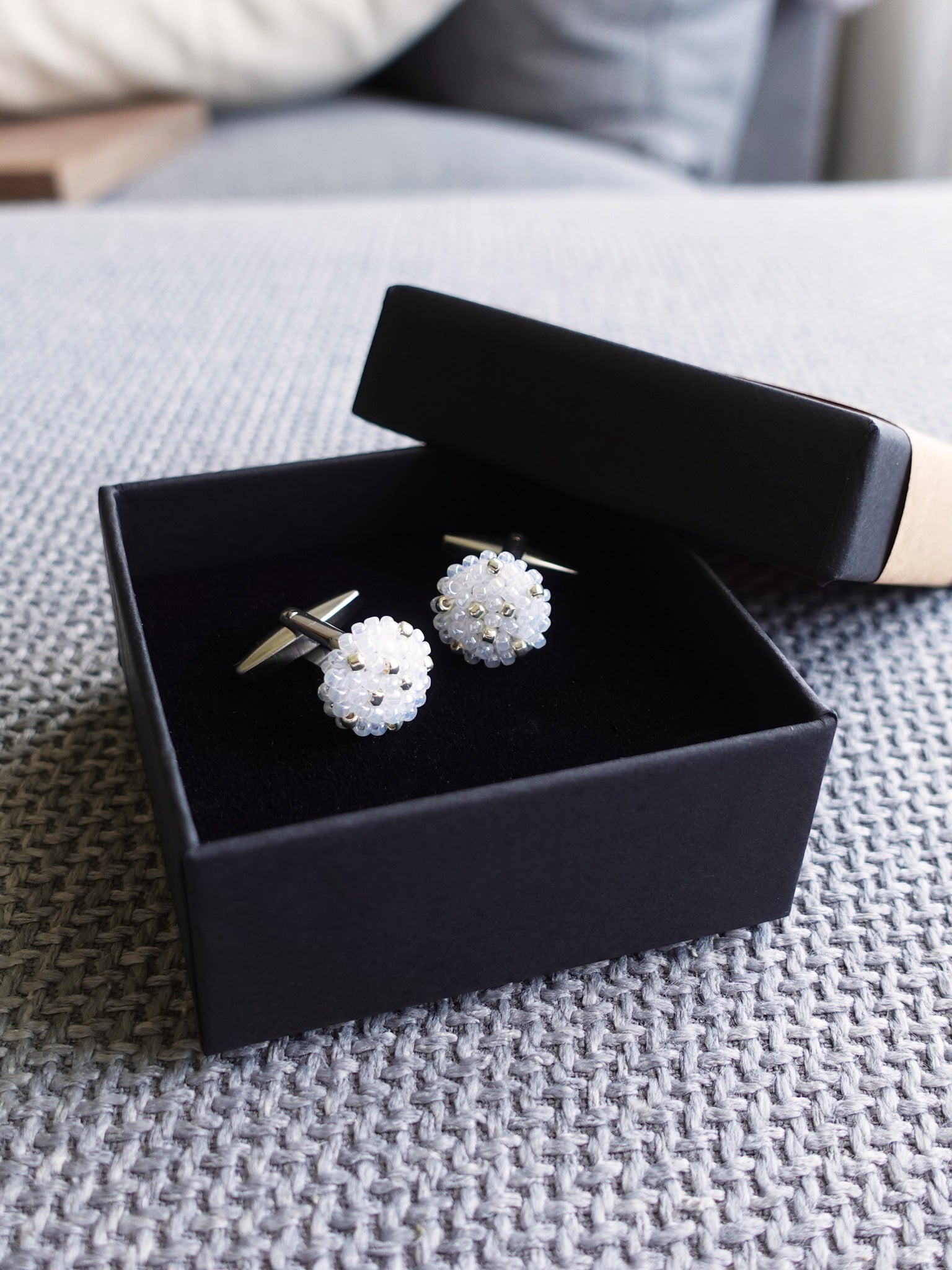 Star Dust Delica Cufflink in White in Box