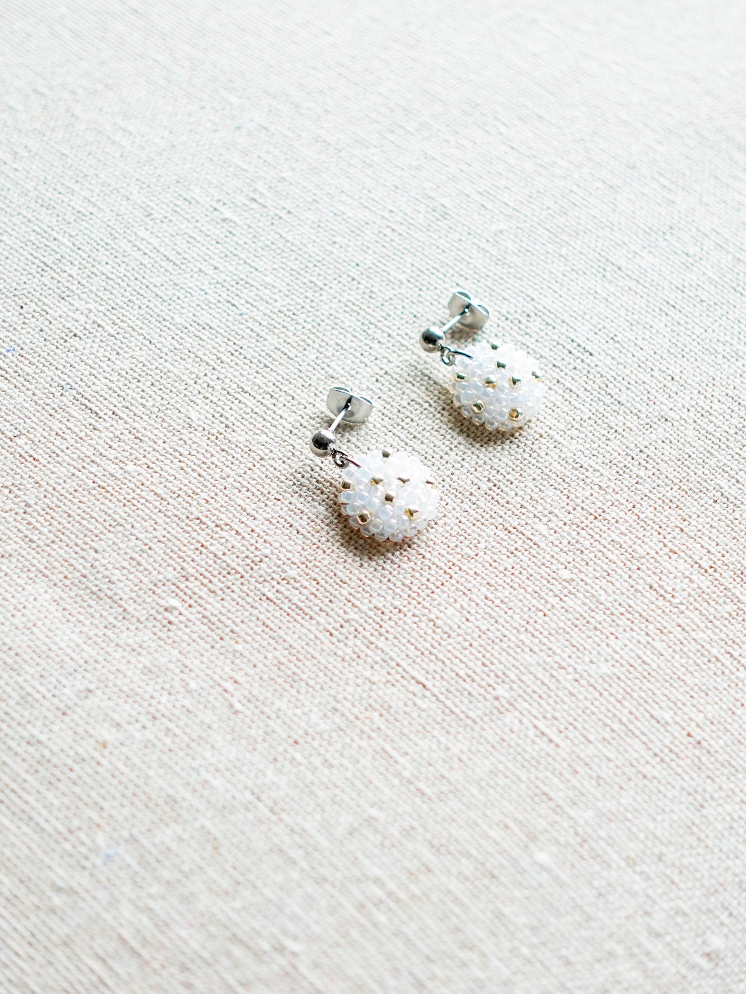 Star Dust Delica Drop Earrings in White Top