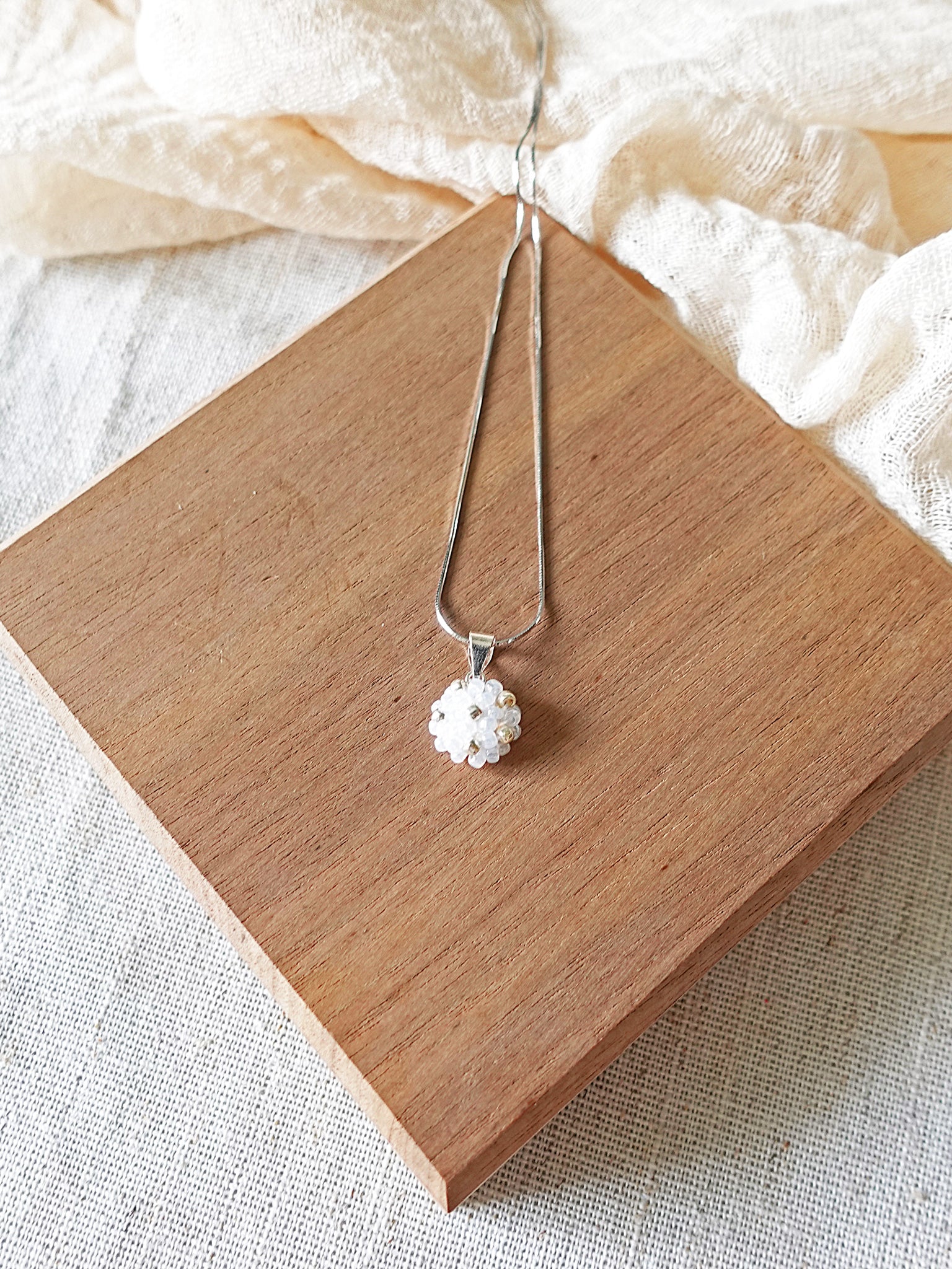 Star Dust Petite Necklace in White Front