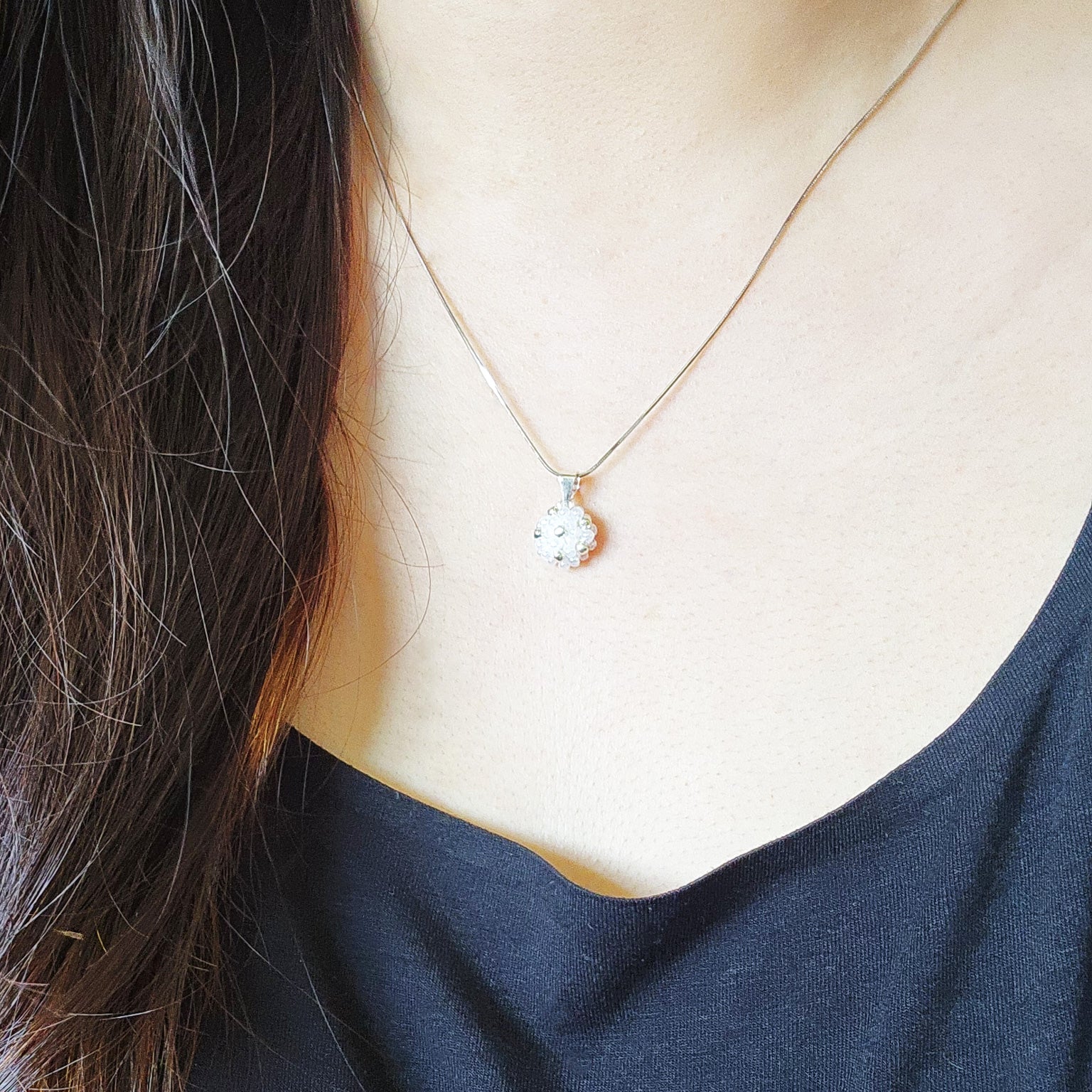 Star Dust Petite Necklace in White Model