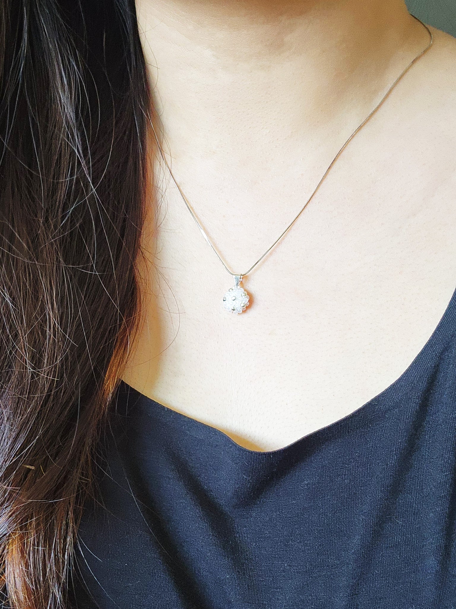 Star Dust Petite Necklace in White Model