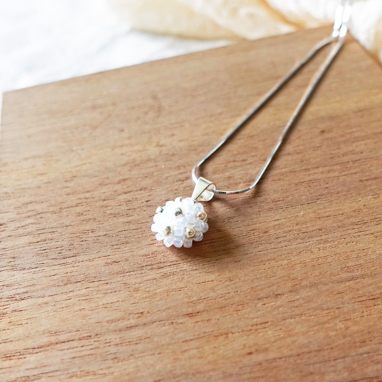 Star Dust Petite Necklace in White Right