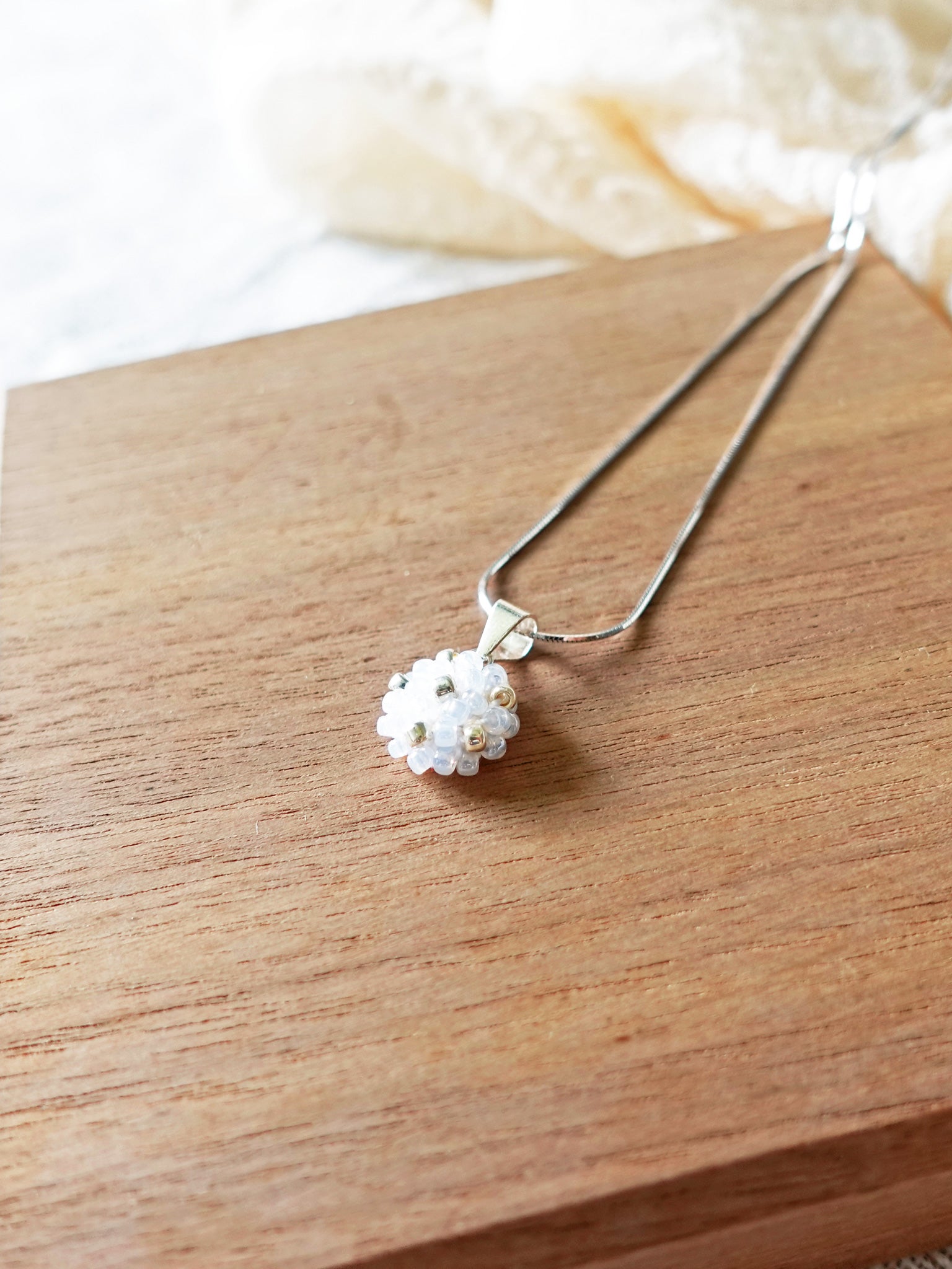 Star Dust Petite Necklace in White Right
