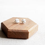 Star Dust Petite Stud Earrings in White Display Front