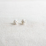 Star Dust Petite Stud Earrings in White Front