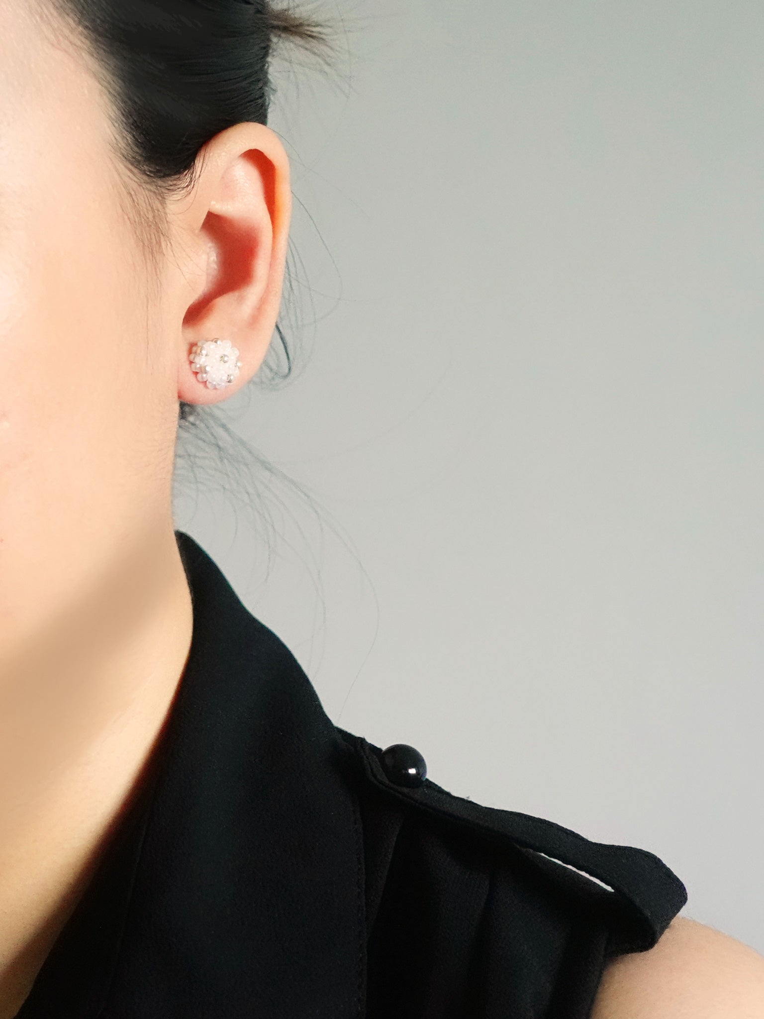 Star Dust Petite Stud Earrings in White Model New
