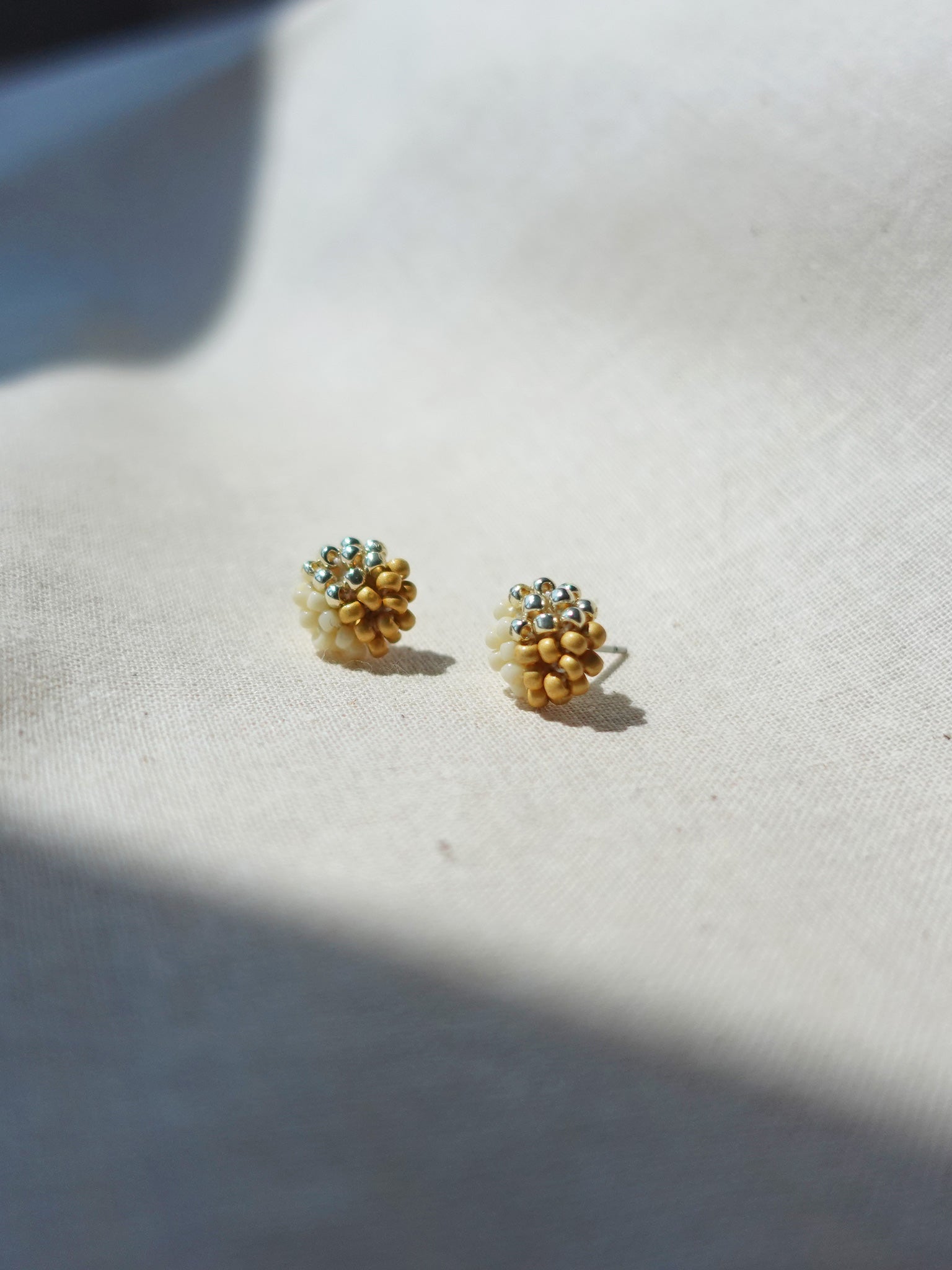 Trio Stud Earrings in Mustard Yellow Right