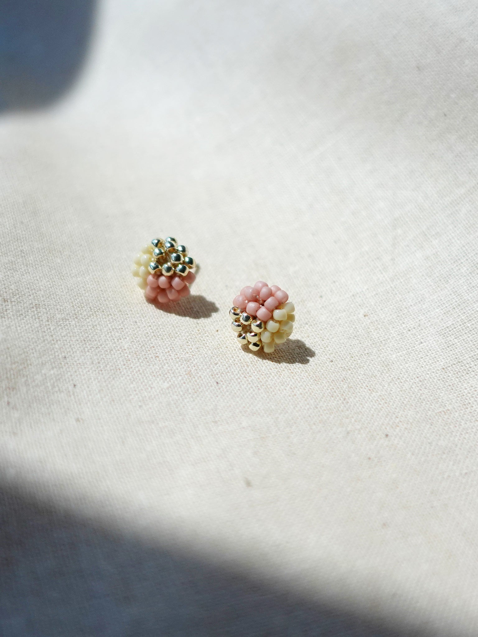 Trio Stud Earrings in Pale Pink Right