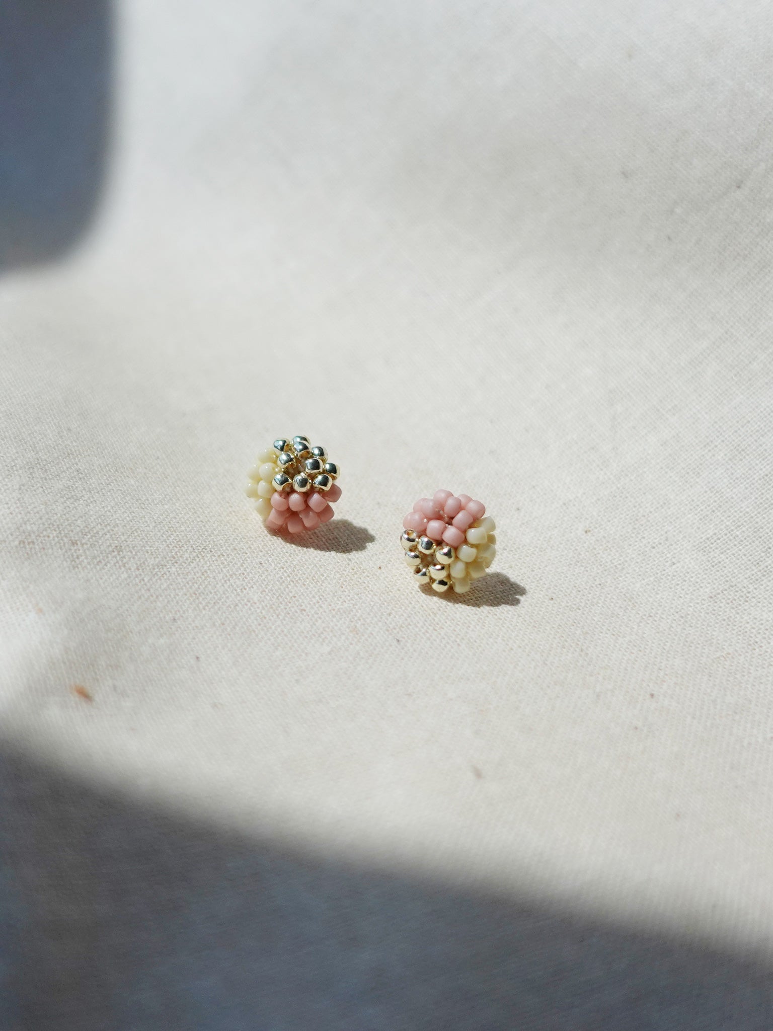 Trio Stud Earrings in Pale Pink Side