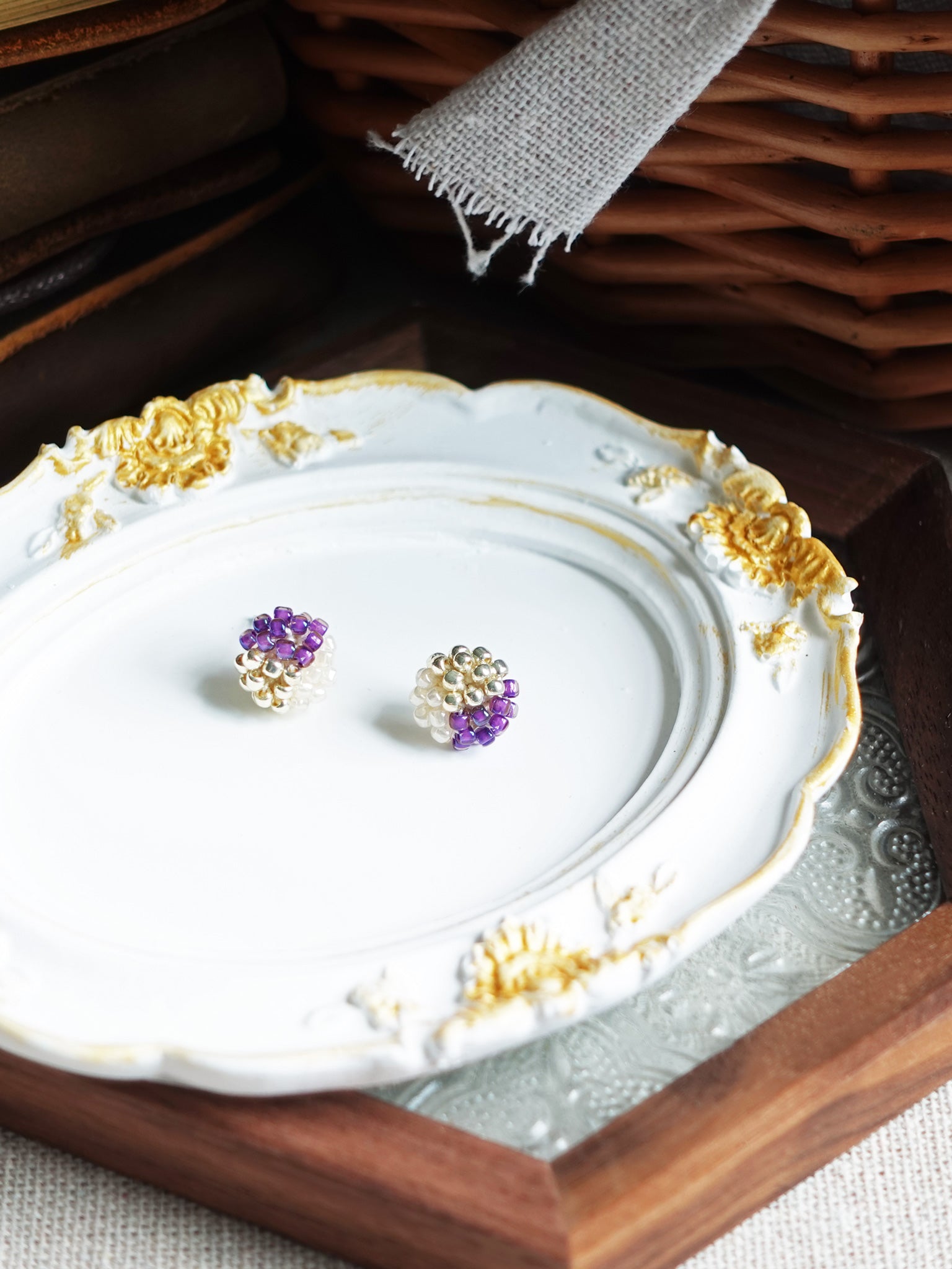 Trio Stud Earrings in Royal Purple Plate