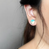 Trio Stud Earrings in Turquoise Model