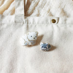 White Bear Small Raccoon Loaf Brooch Pin Bag