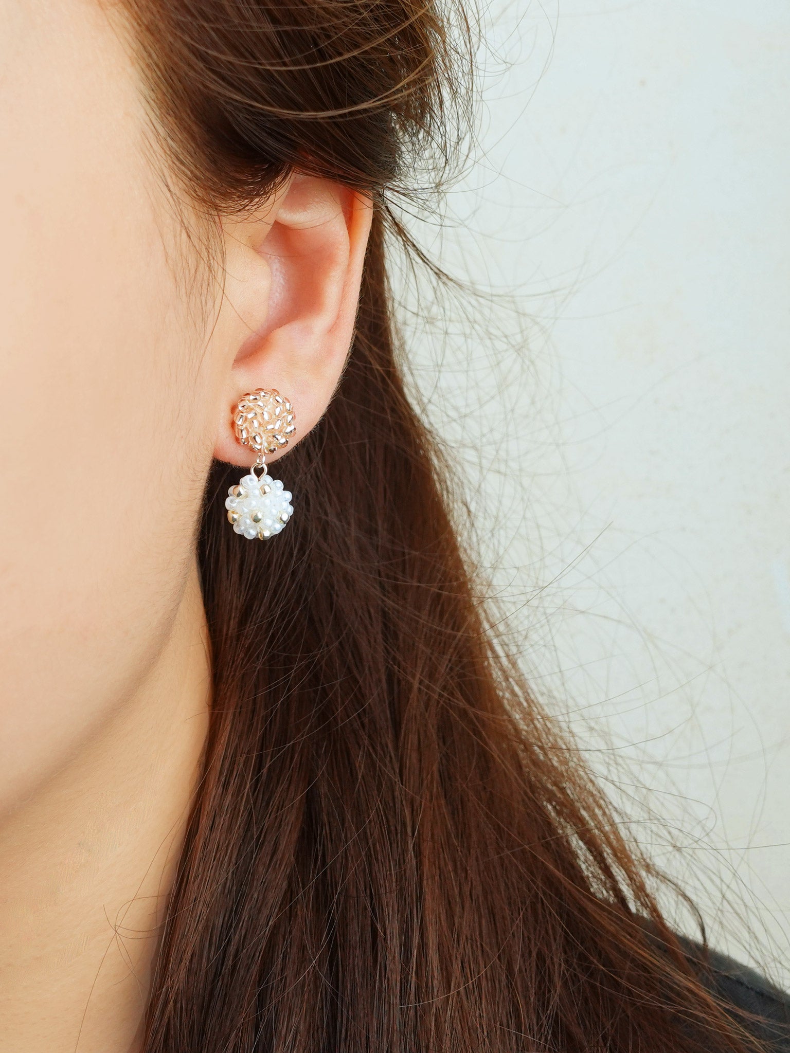 Abigail Earrings in Champagne Pink Model