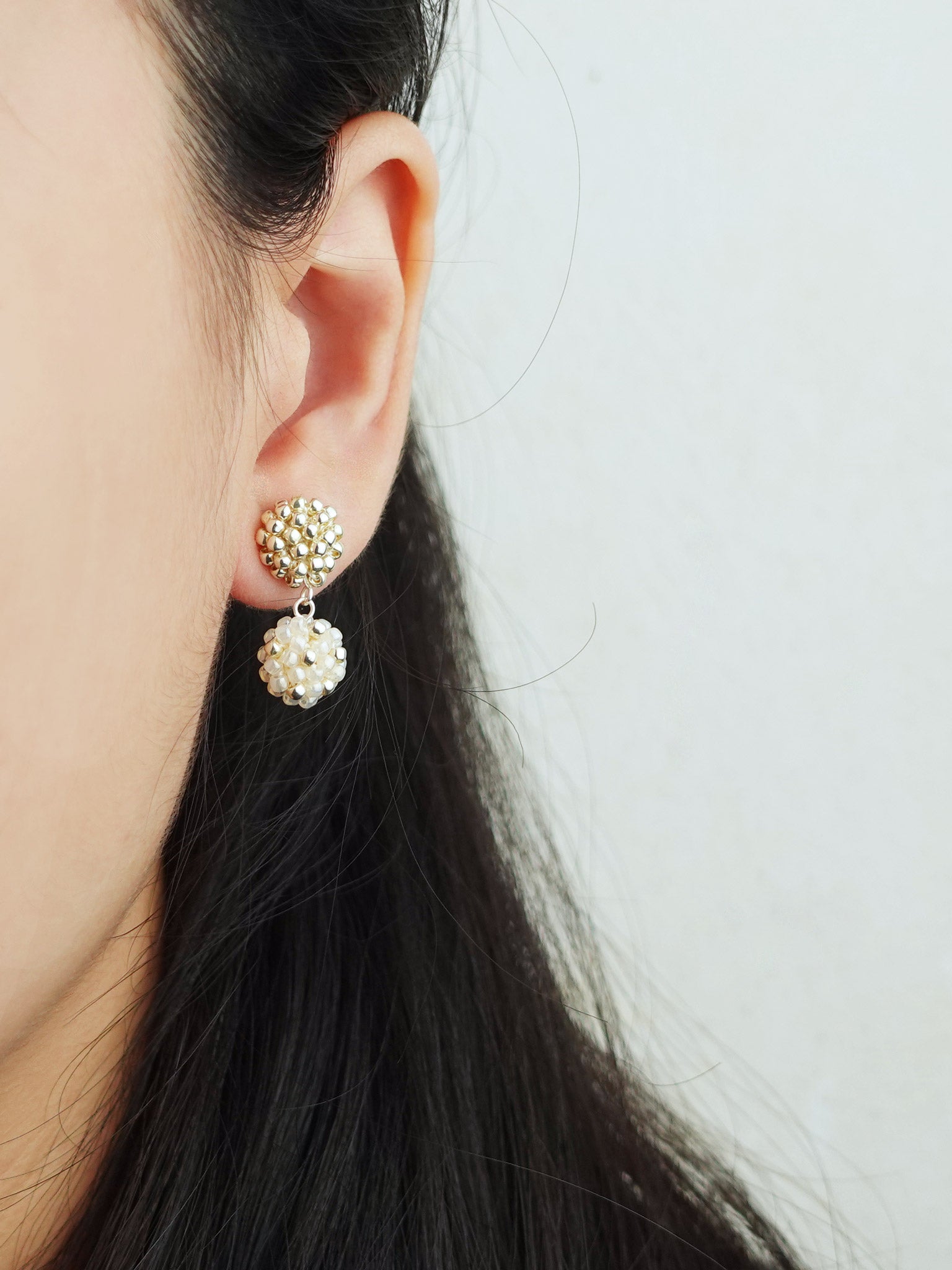 Abigail Earrings in Ivory Model