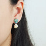 Abigail Earrings in Ocean Green Model