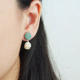 Abigail Earrings in Ocean Green Model