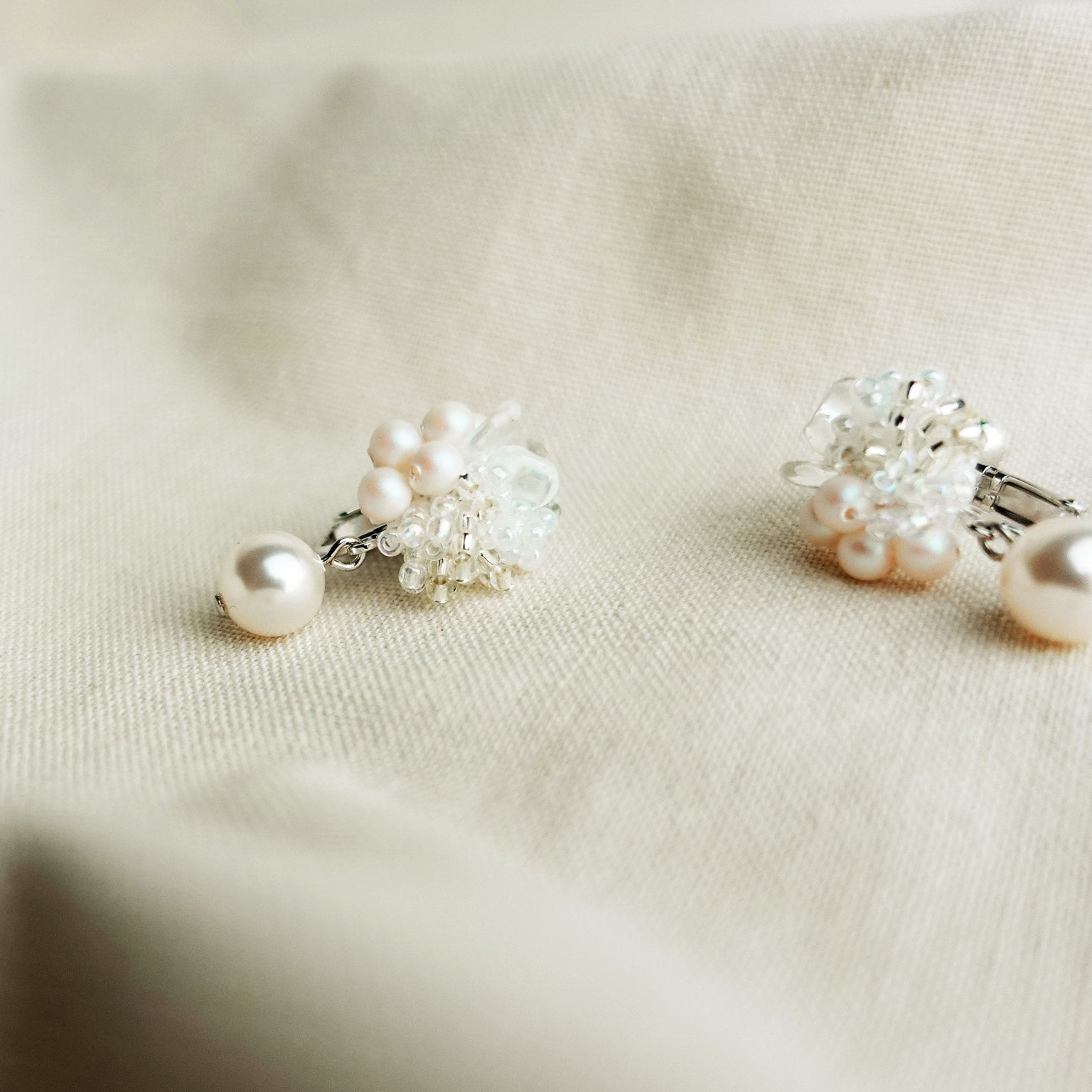 Anastasia Mariota Clip-on Earrings in White Left