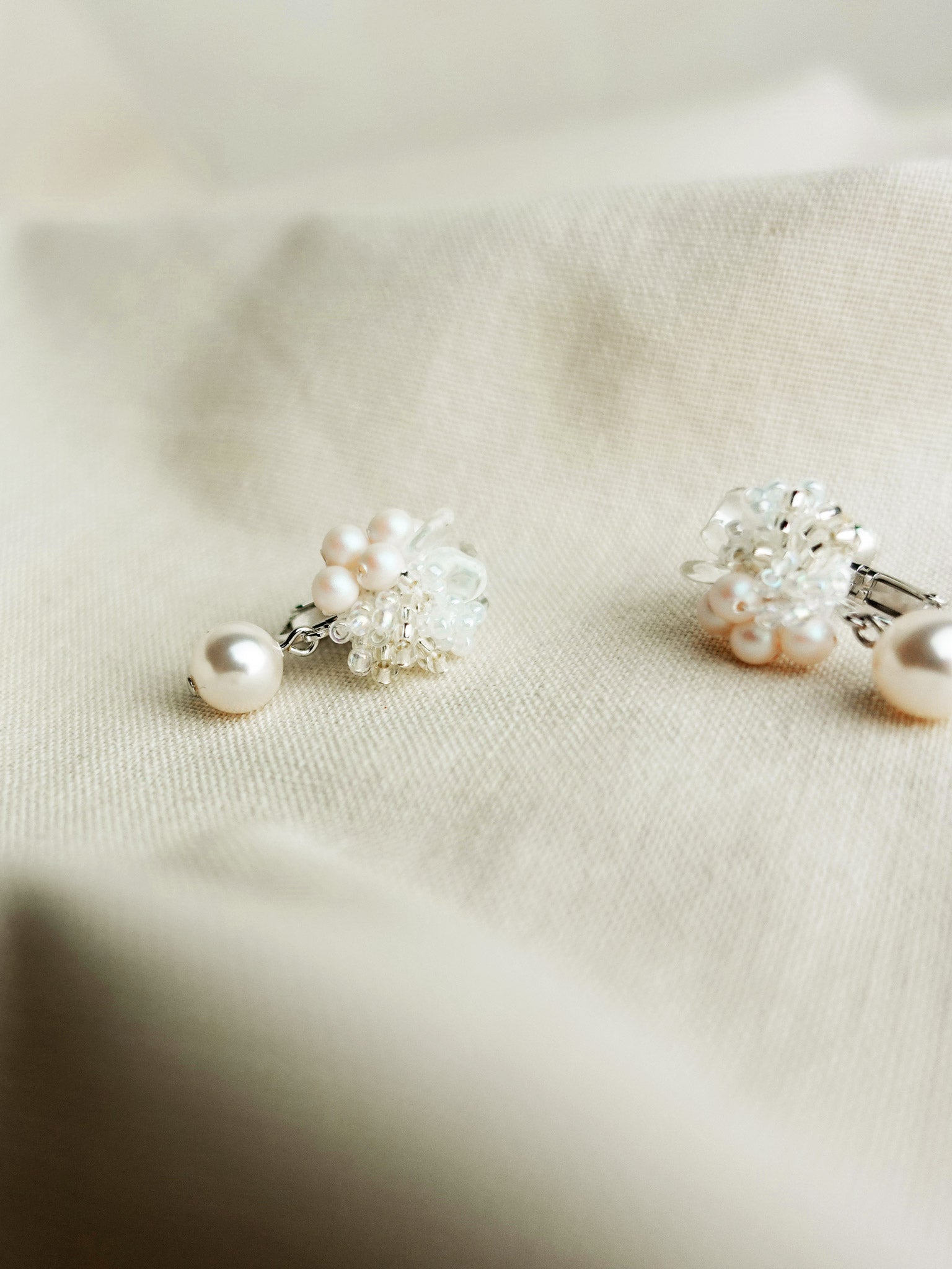 Anastasia Mariota Clip-on Earrings in White Left