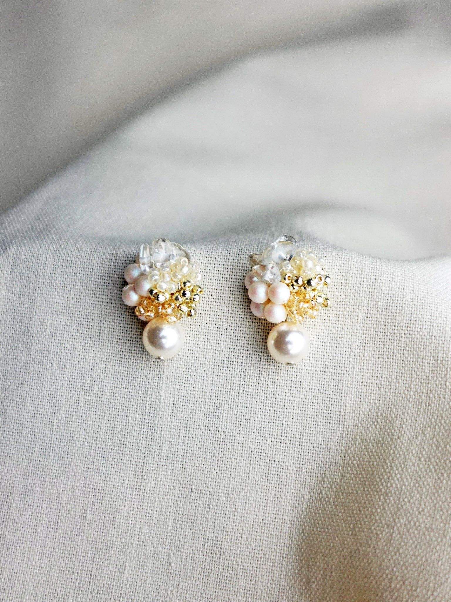 Anastasia Mariota Drop Earrings in Ivory Front