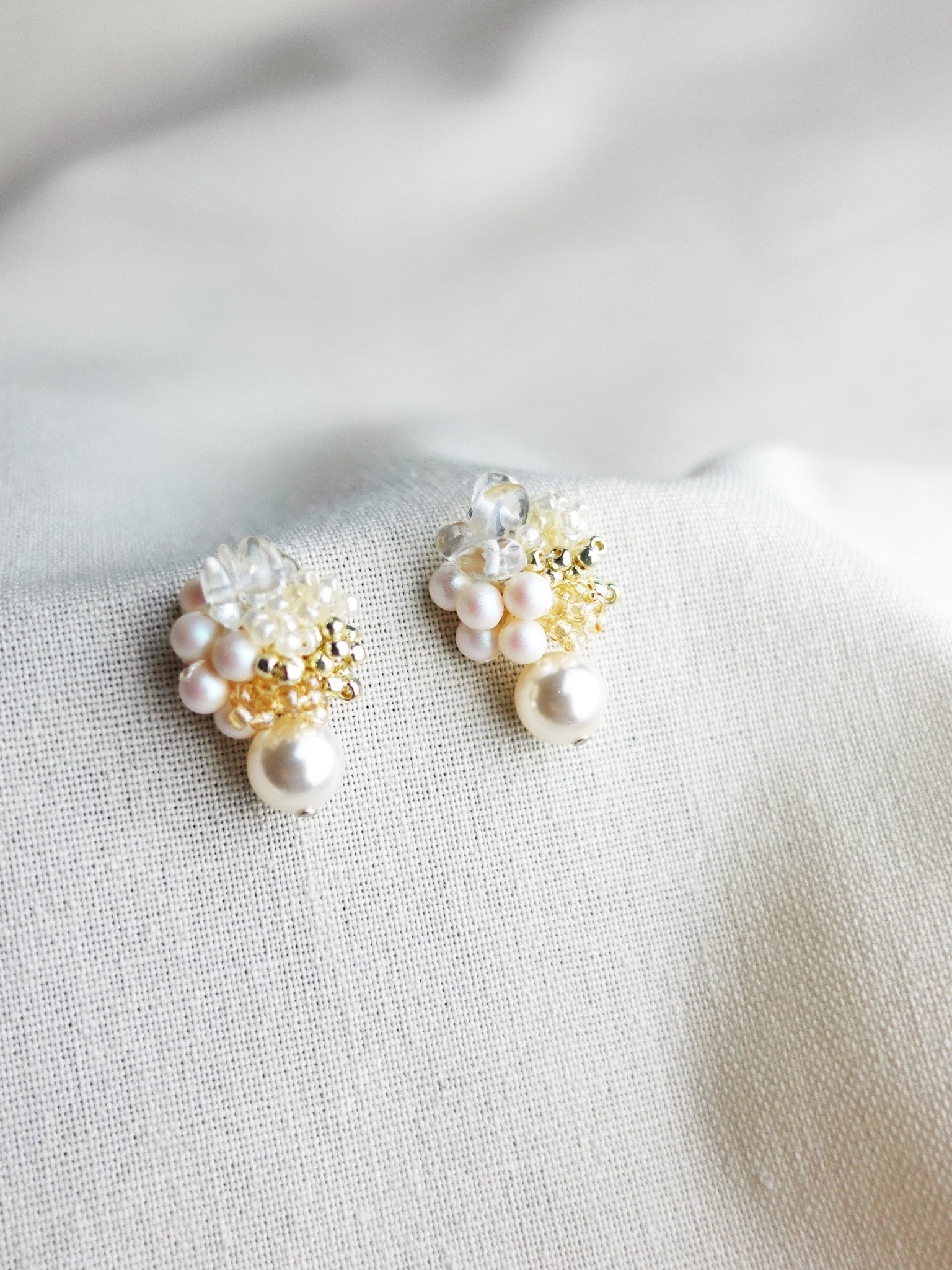 Anastasia Mariota Drop Earrings in Ivory Left