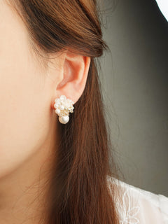 Anastasia Mariota Drop Earrings in Ivory Model