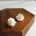 Anastasia Stud Earrings in Ivory Display Left