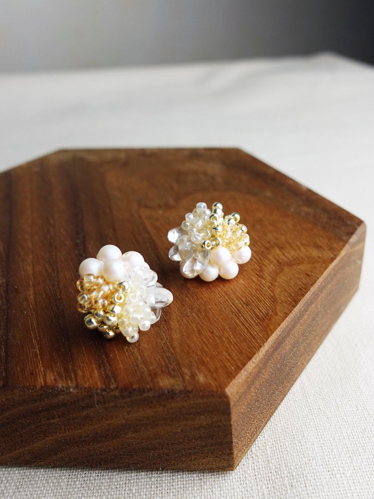 Anastasia Stud Earrings in Ivory Display Left