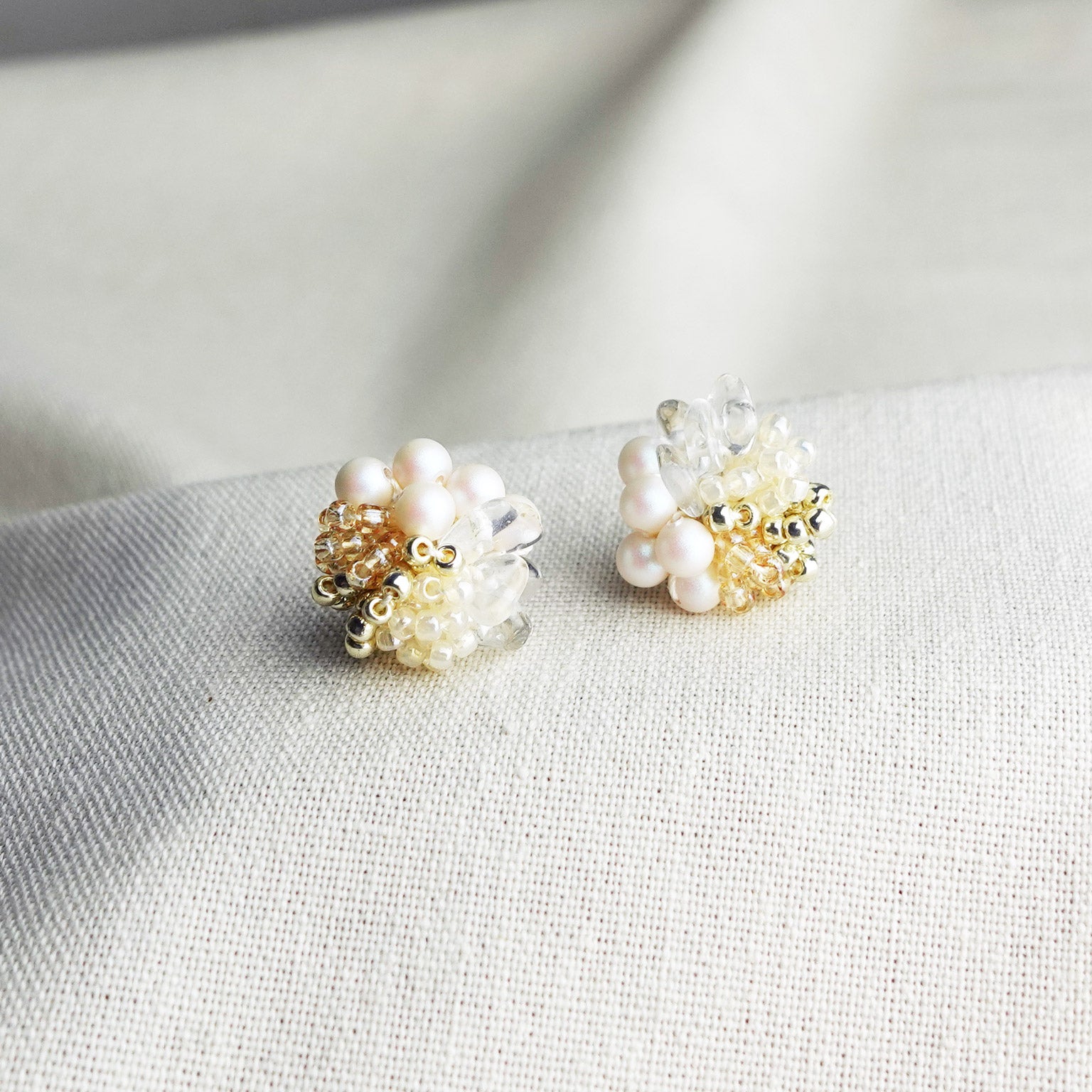 Anastasia Stud Earrings in Ivory Front