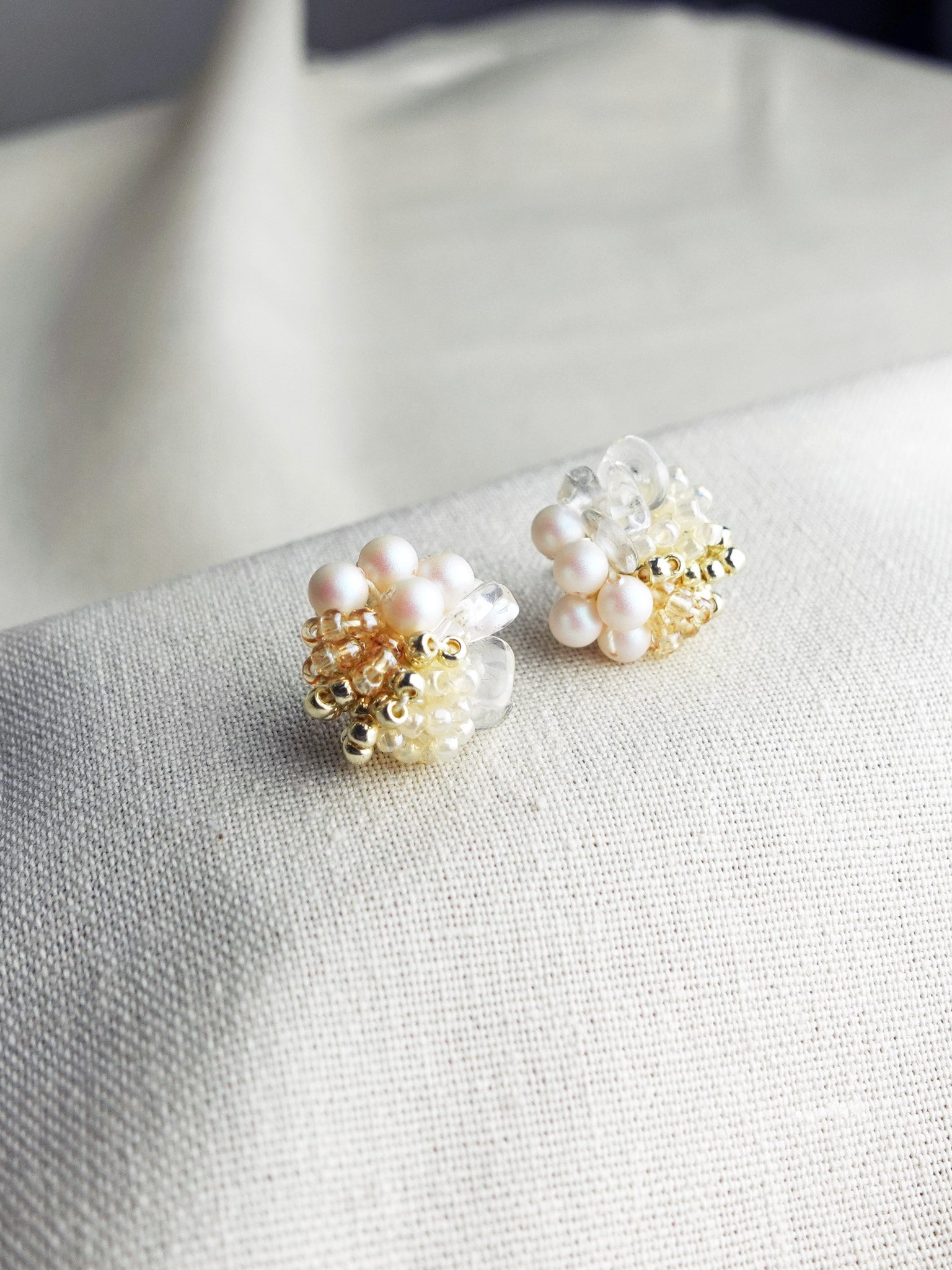 Anastasia Stud Earrings in Ivory Left