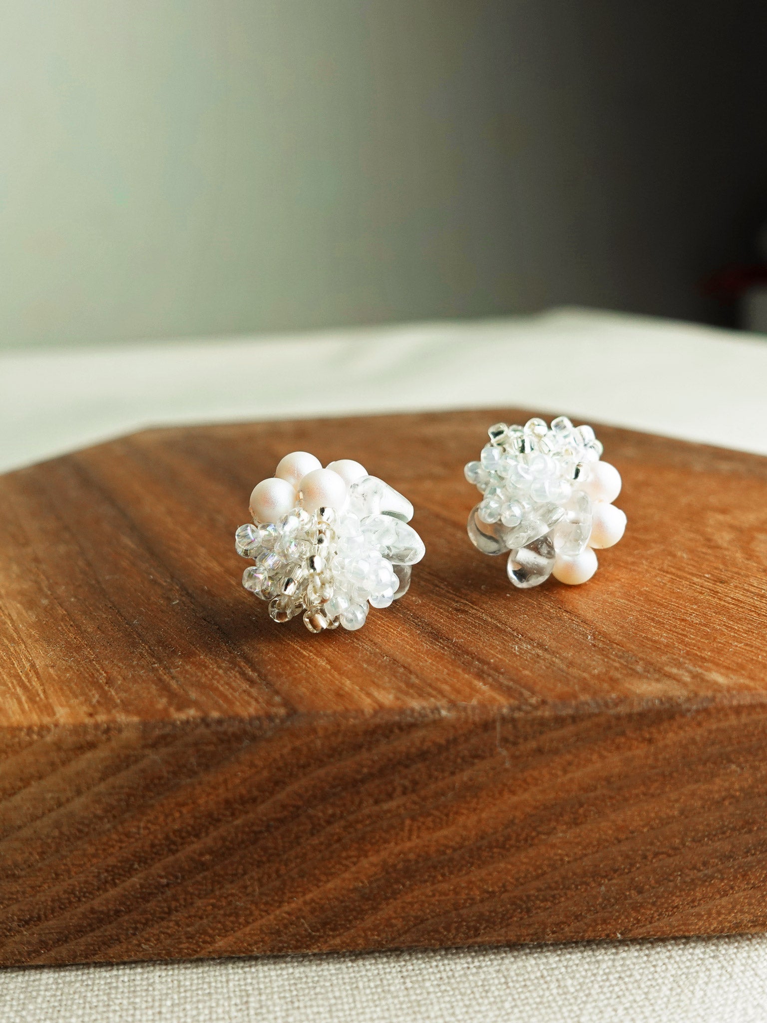 Anastasia Stud Earrings in White Display Left