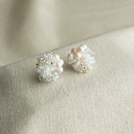 Anastasia Stud Earrings in White Front