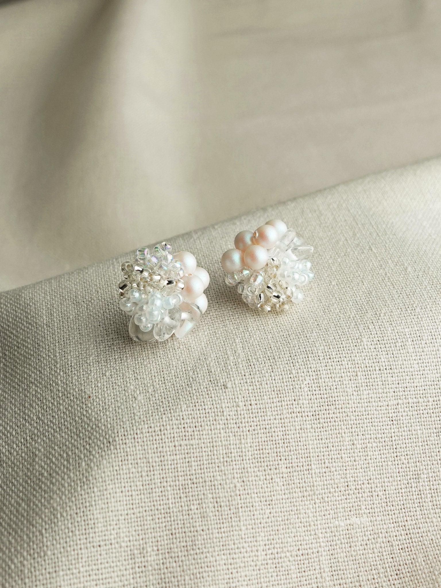 Anastasia Stud Earrings in White Front
