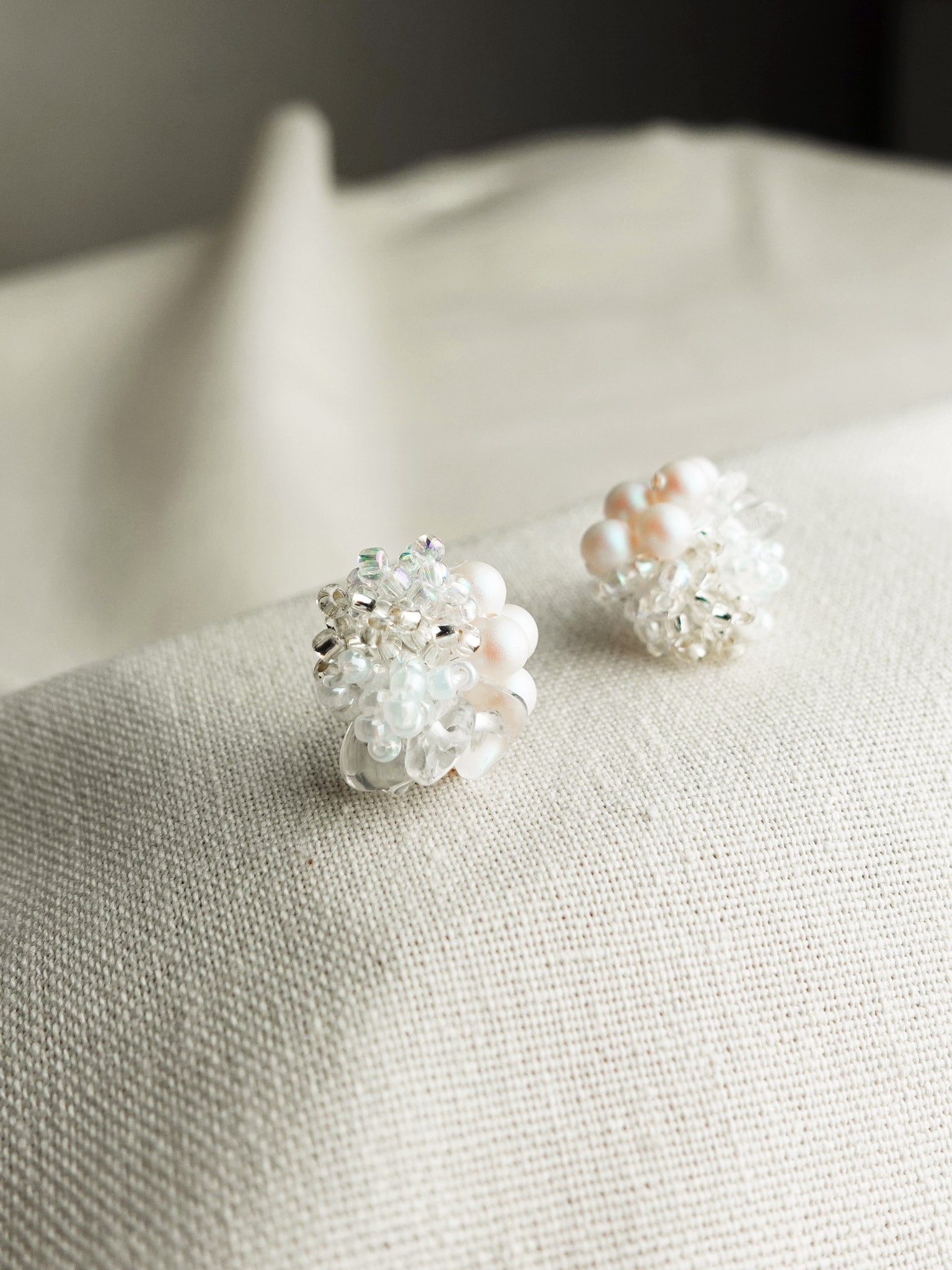 Anastasia Stud Earrings in White Left