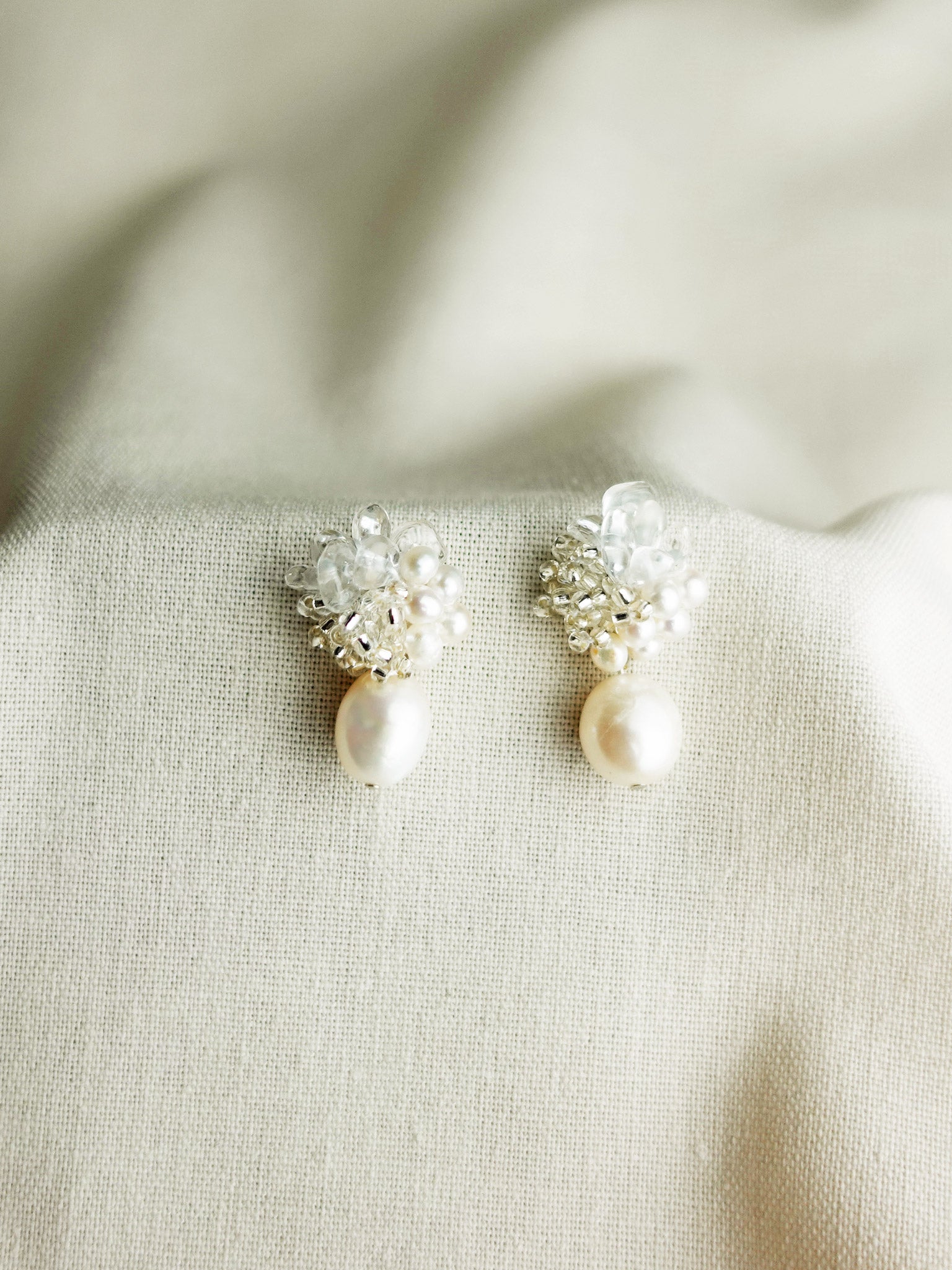 Anna Risa Drop Earrings in Silver Front