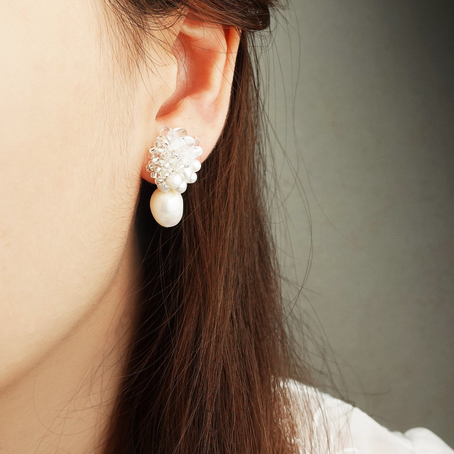 Anna Risa Drop Earrings in Silver Model