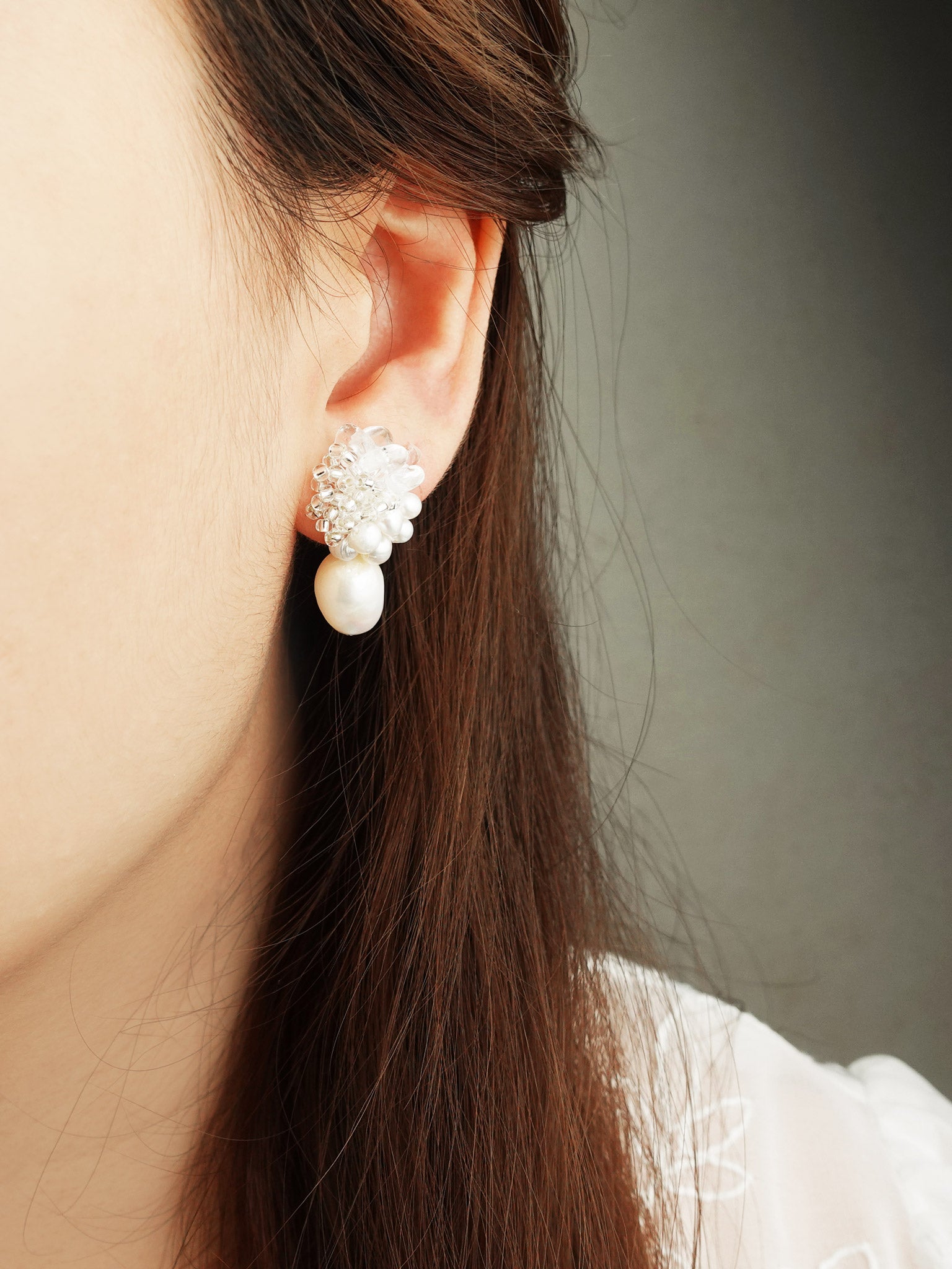 Anna Risa Drop Earrings in Silver Model