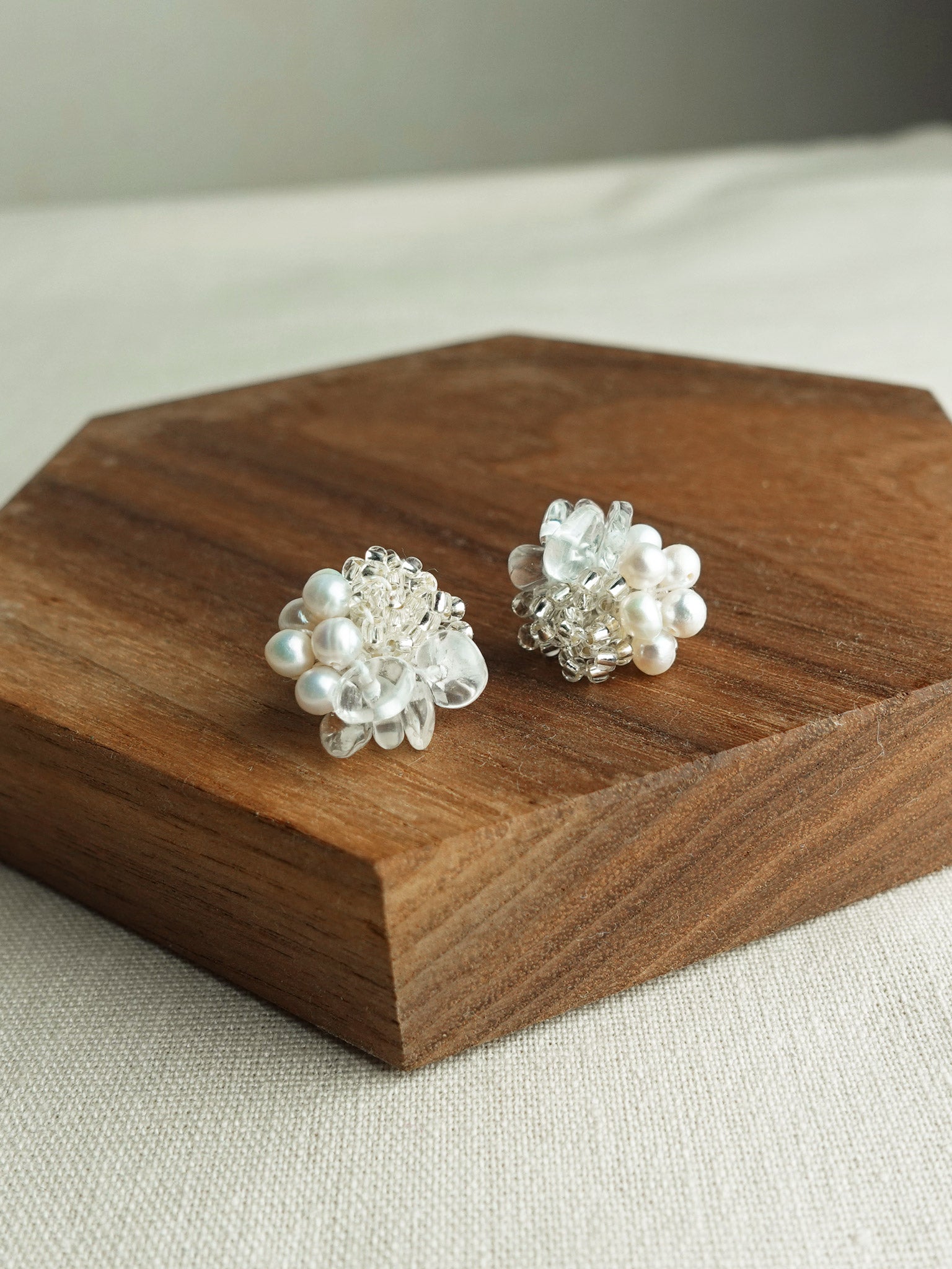Anna Stud Earrings in Silver Display Left