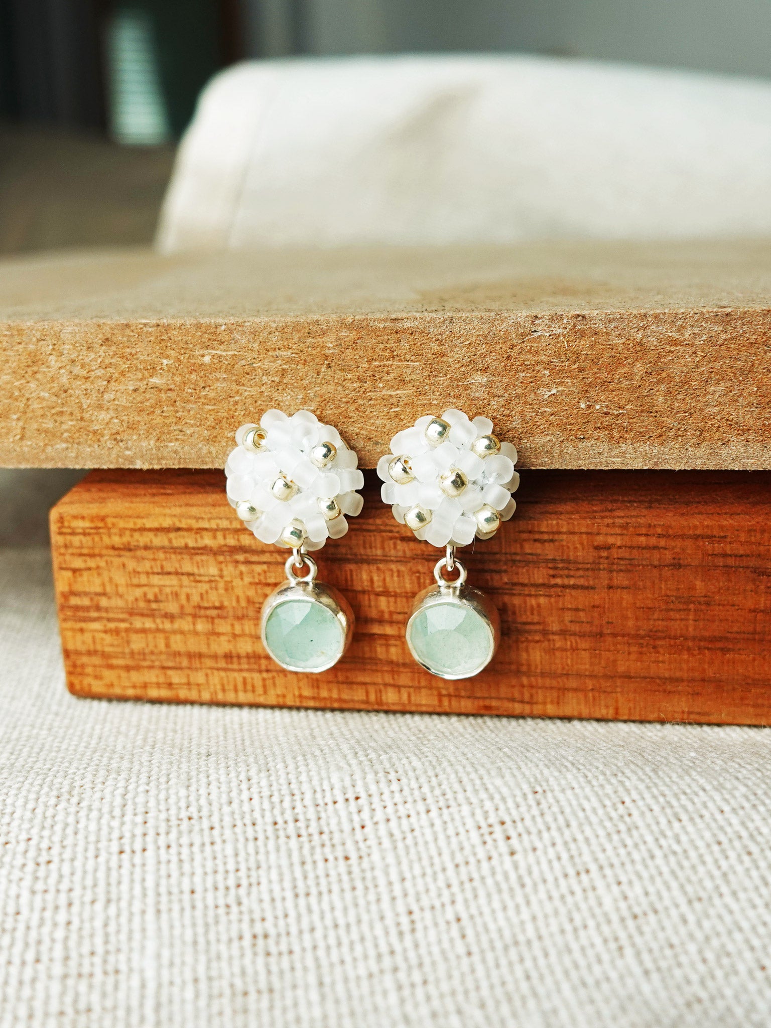Aquamarine Cloud Petite Drop Earrings I Front