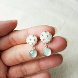 Aquamarine Cloud Petite Drop Earrings I Model
