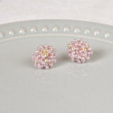 Ariel Beads Stud Earrings in Purple Plate
