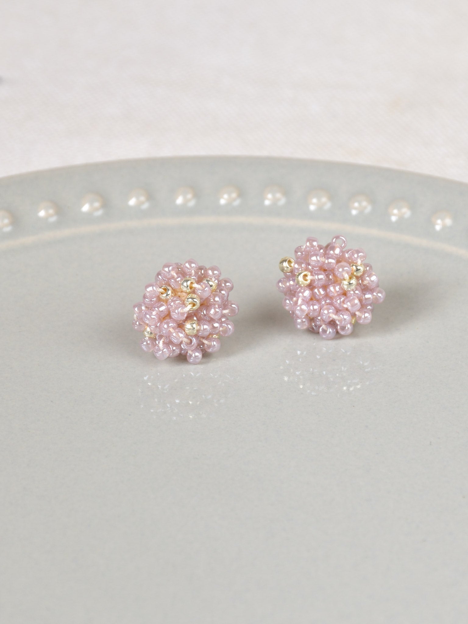 Ariel Beads Stud Earrings in Purple Plate